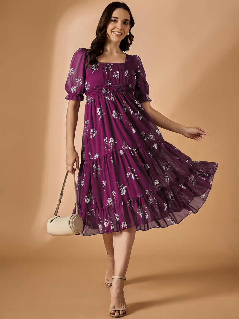 Maroon Fit & Flared Dress