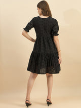 Black Schiffli Dress