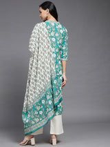 Floral Printed Kurta With Palazzo & Dupatta Set