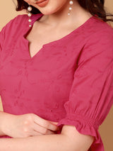 Plain V Neck Gathered Dress