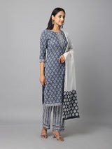 Cotton Printed Kurta With Dupatta & Palazzo