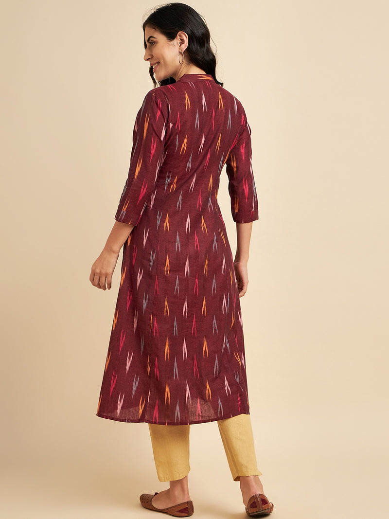 Cotton Ikkat Print A Line Kurta