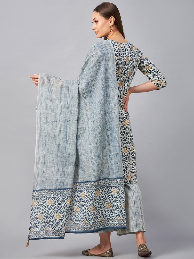 Pure Cotton Printed Kurta Dupatta and Palazzo Set