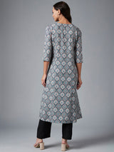 Grey A Line Kurta