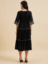 Black Embroidered Two Tiered dress