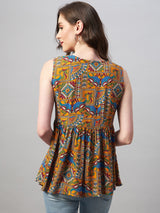 Printed Peplum Rayon Top