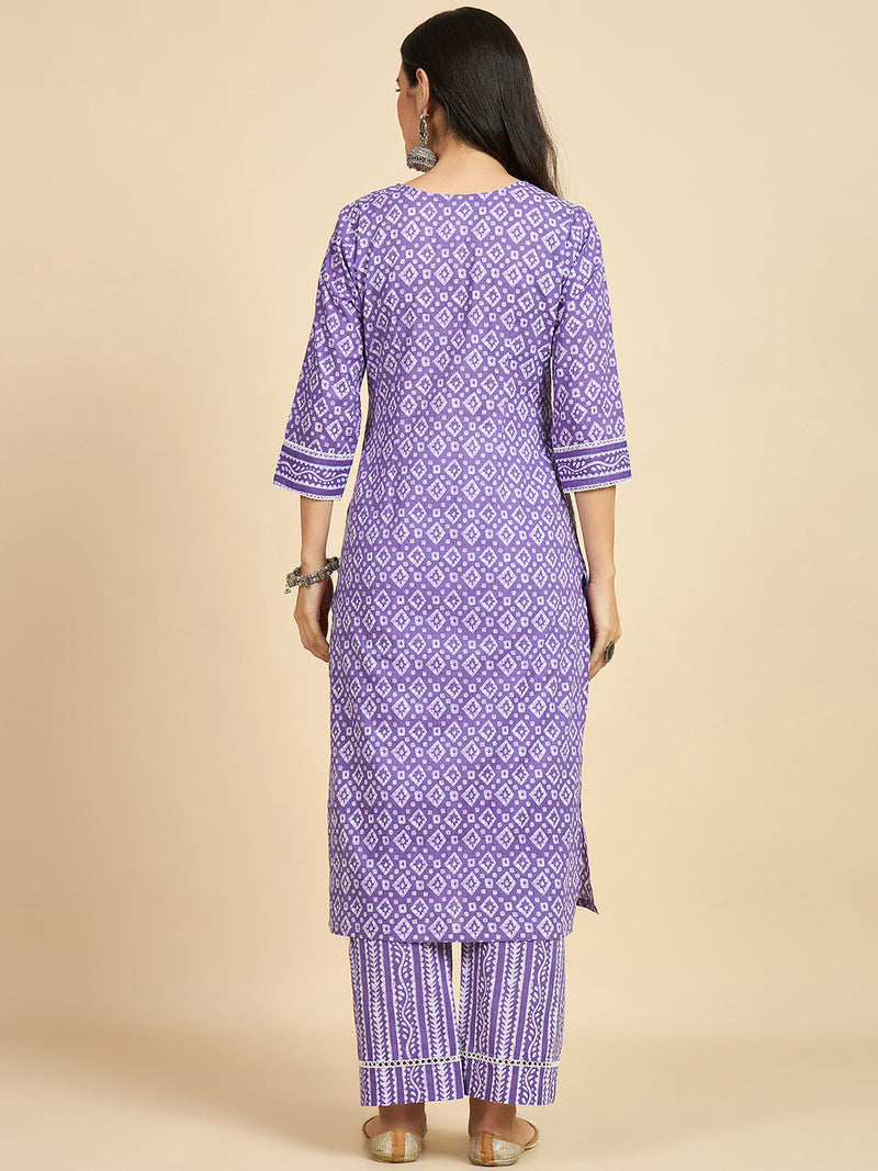 Printed Kurta With Palazzo Set