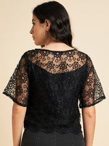 Black Organza Knitted Top