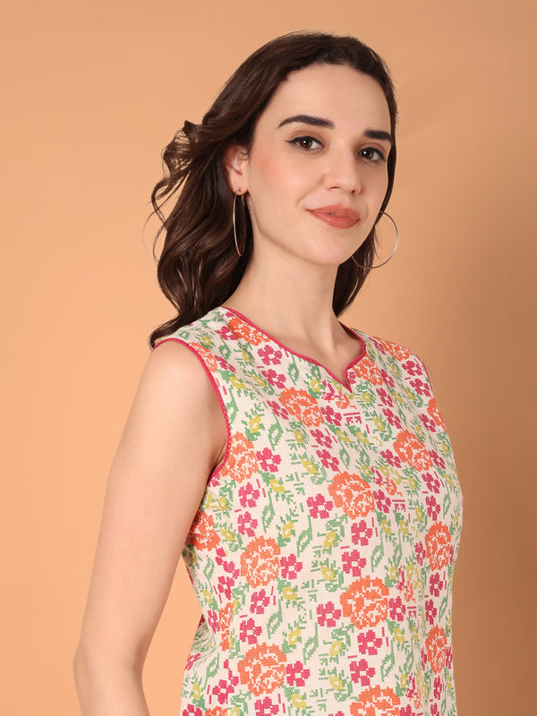 Sleeveless Floral Printed Top