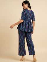 Cotton Blue Geometric Pattern Co-Ords