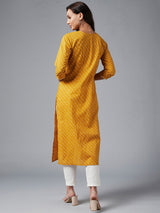 Yellow Straight Cotton Kurta