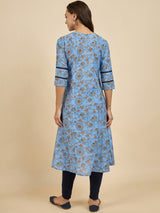 Floral Blue Printed Kurta