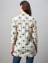 Printed Yoke Mandarian Tunic