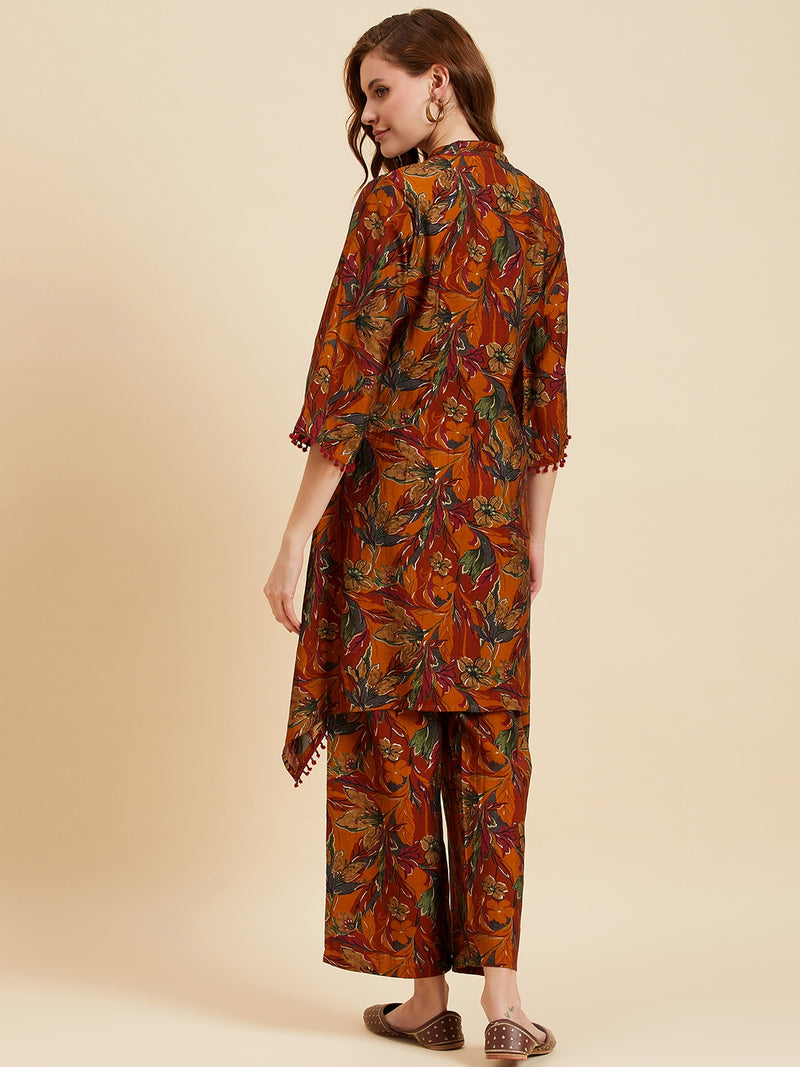 Floral Printed Kurta With Palazzo Set