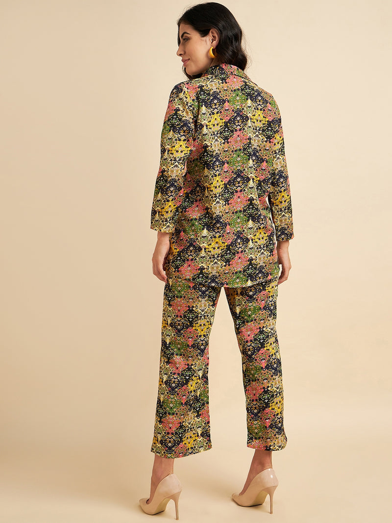 Multicoloured Floral printed Crepe Co-Ords