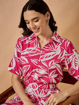 Pink Shirt Collard Printed Dress