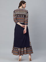 Abstract Printed Kurta Set With Palazzo & Jacket