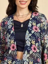 Floral Printed Front Open Shrug