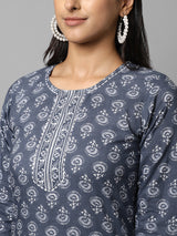 Cotton Printed Kurta With Dupatta & Palazzo