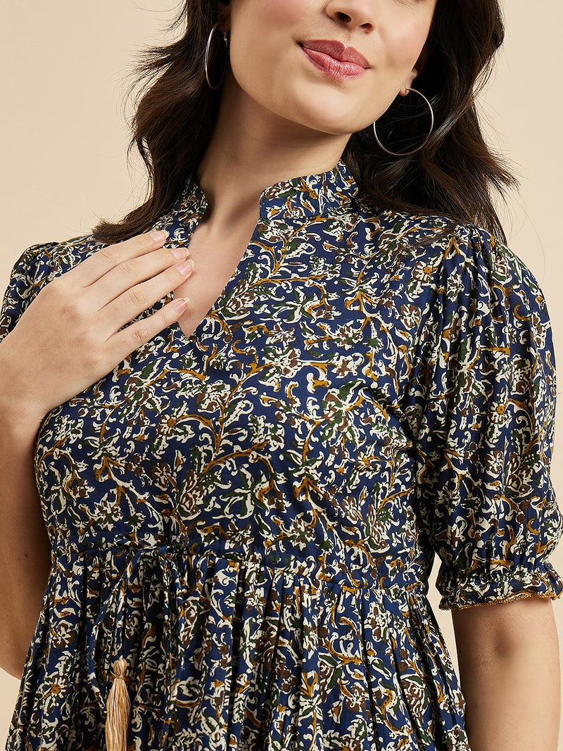 Printed V neck Top