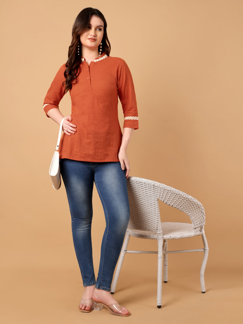 Solid Mandarin Collar top