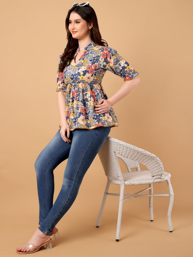 Floral Printed Peplum Top