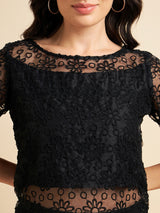 Black Organza Knitted Top