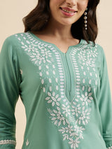 Embroidered Kurta With Palazzo Set