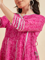 Pink Angrakha Flared kurta