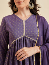 Lavender Kurta With Sharara And Dupatta Set