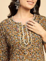 Floral Printed Straight Kurta