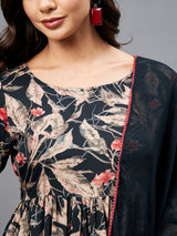 Floral Printed Kurta Set with Palazzo & Dupatta