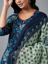 Floral Printed Kurta With Palazzo & Dupatta