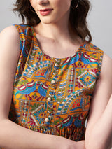 Printed Peplum Rayon Top