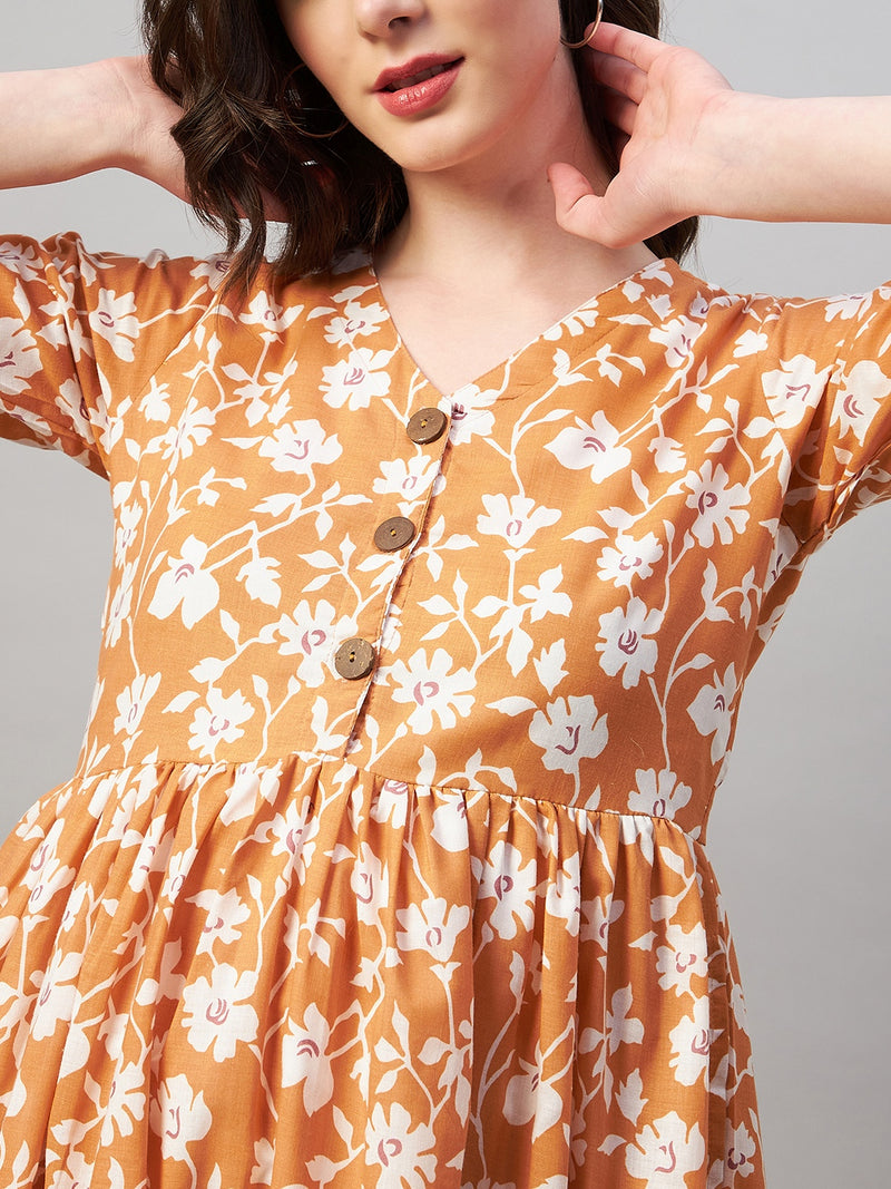 A-Line Fit and Flare Floral Dress