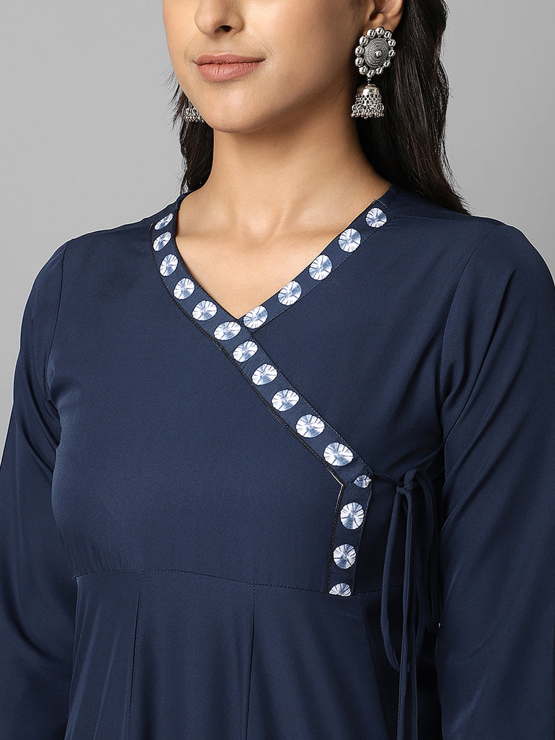 Blue Solid Kurta With Tie & Dye Dupatta