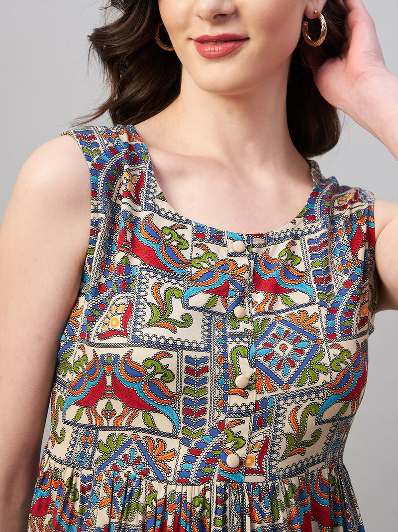 Printed Peplum Rayon Top