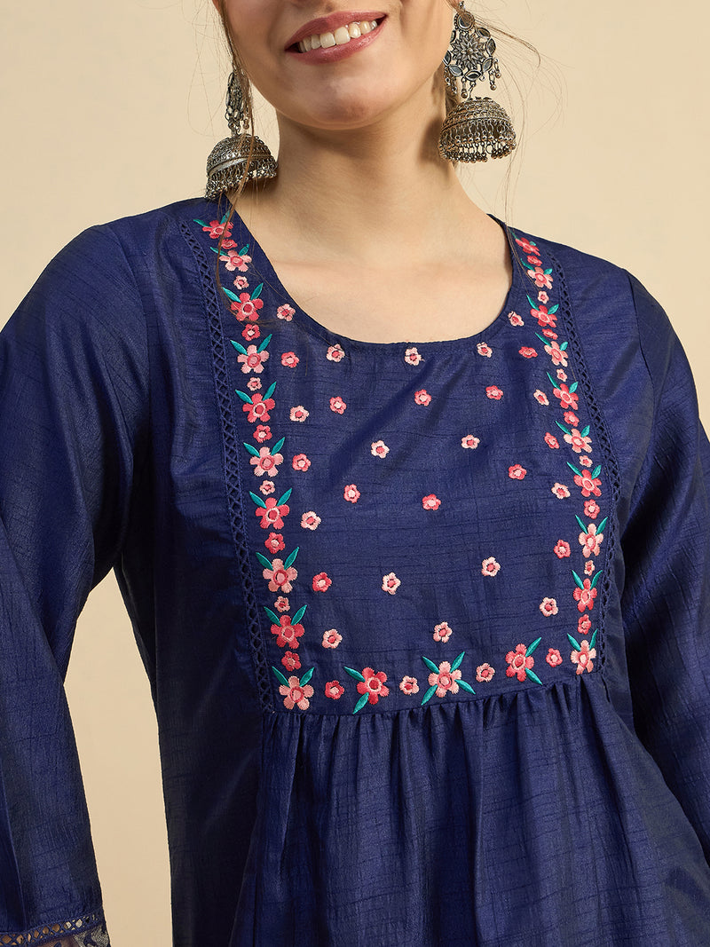 Blue Embroidered Co-Ords Set