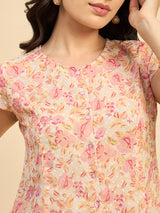 Pink Floral Print Top