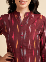 Cotton Ikkat Print A Line Kurta