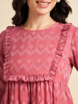 Pink Georgette Fit n Flare Dress