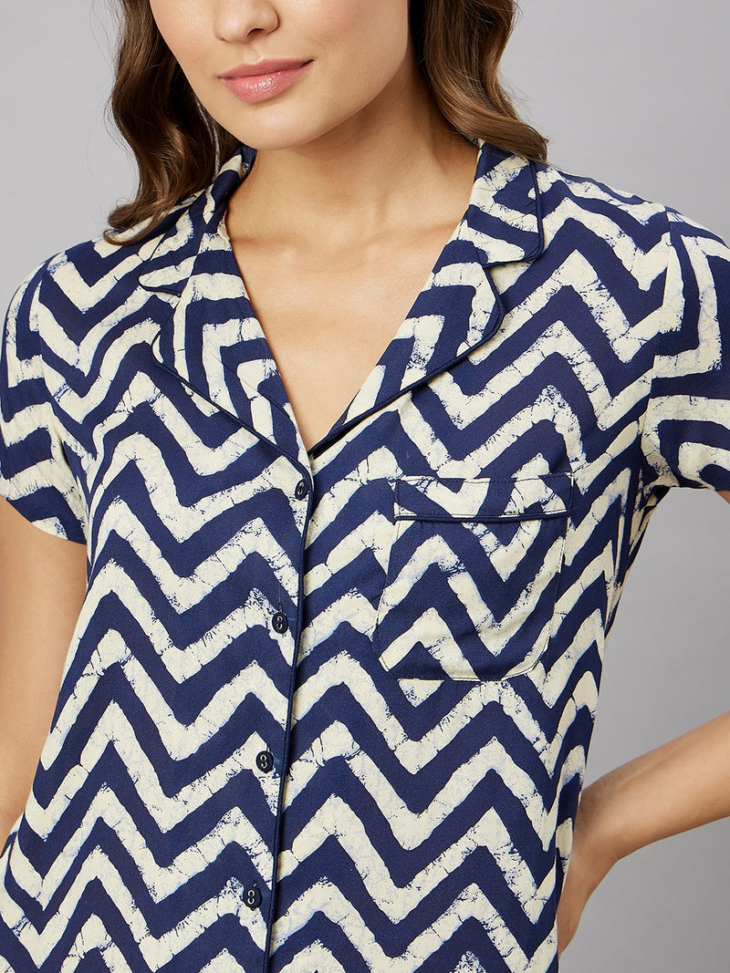 Rayon Zigzag Printed Night Suits