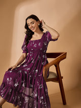 Maroon Fit & Flared Dress