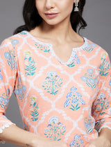 Floral Printed Cotton Straight Kurta