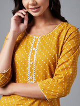 Yellow Straight Cotton Kurta