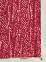 Pink Bandhani Printed Kurta With Dupatta