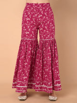 Pink Floral Printed Kurtas With Sahara & Dupatta Set