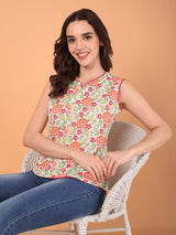 Sleeveless Floral Printed Top