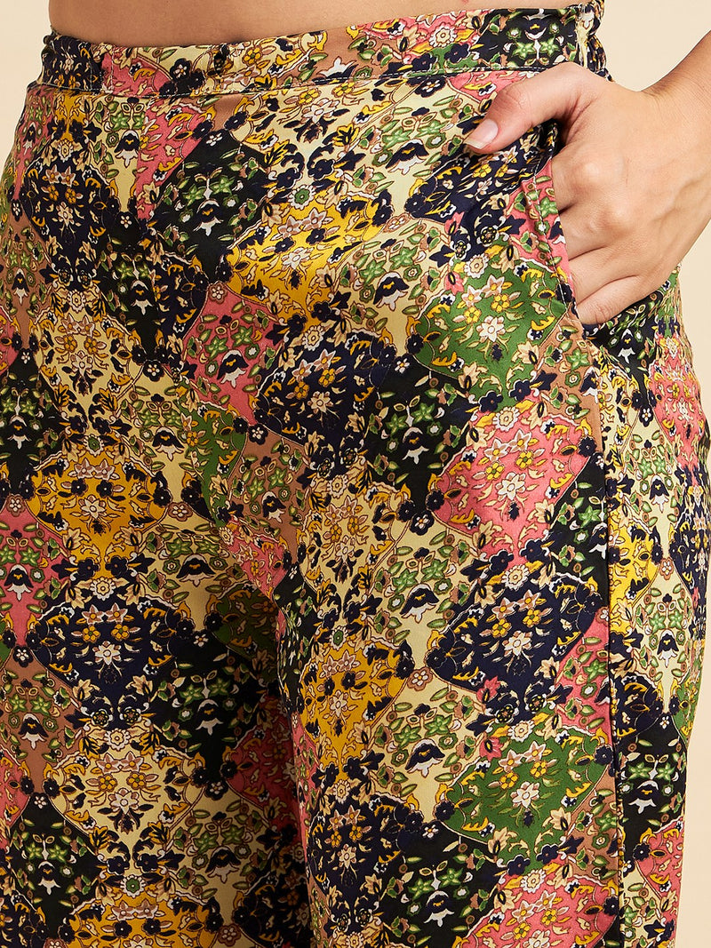 Multicoloured Floral printed Crepe Co-Ords