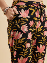 Floral Printed Kurta With Palazzo & Dupatta Set